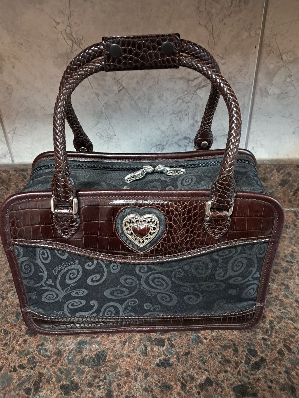 Vintage Discontinued Brighton Lansky Cosmetic Bag Croc